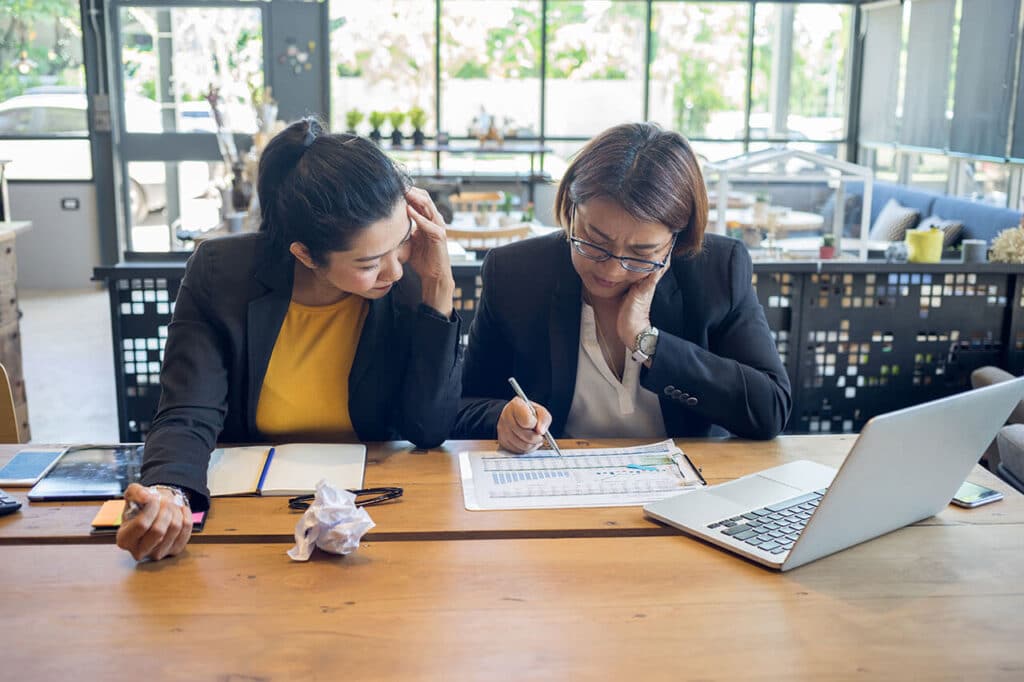 two women working